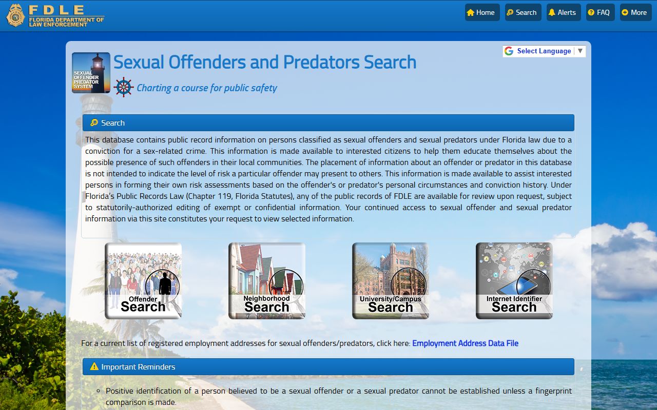 FDLE sex offender and predator search used alongside Osceola County court records