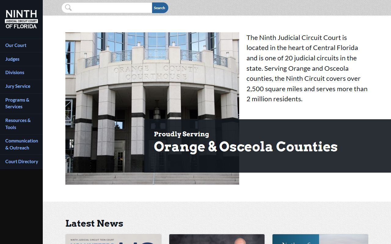 Ninth Judicial Circuit of Florida homepage for Osceola County courts