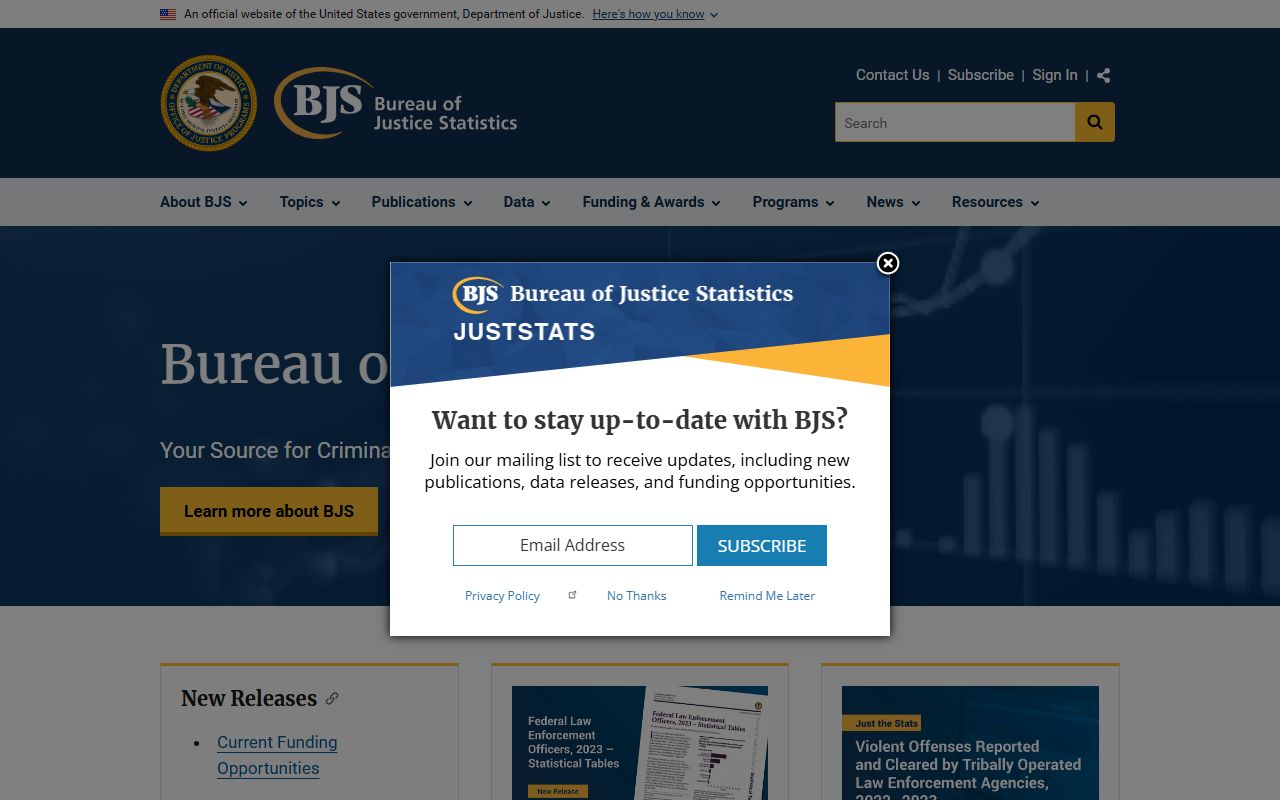 Bureau of Justice Statistics jail population data resource