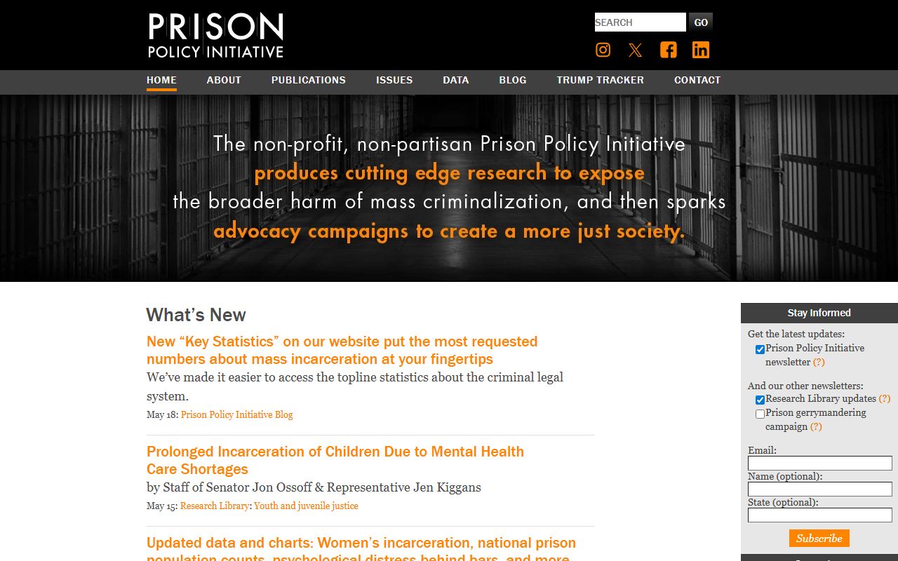 Prison Policy Initiative state-level incarceration context for Florida