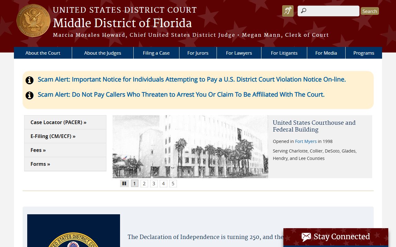 Federal Middle District of Florida court website