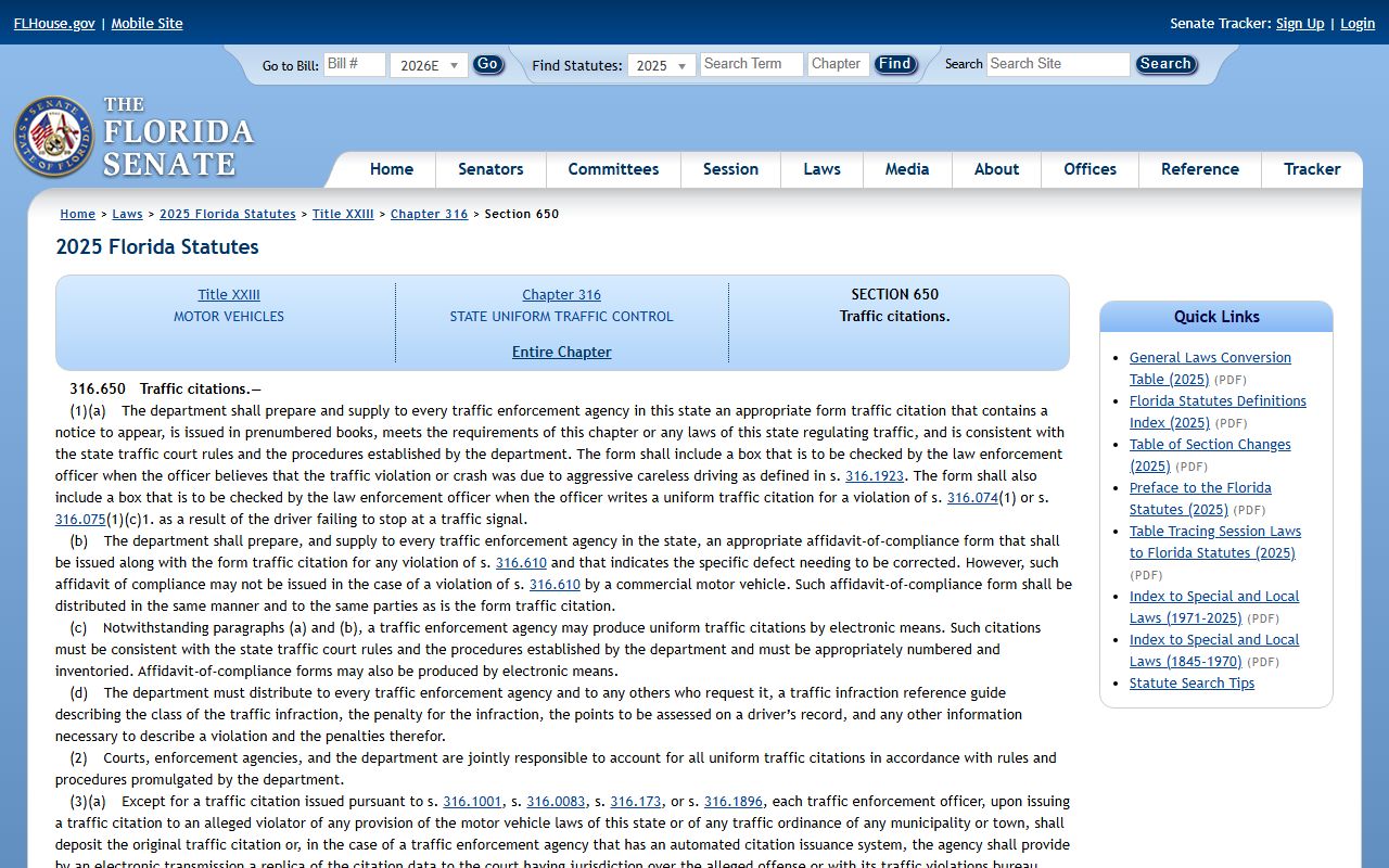 Florida traffic citation records statute that applies to Osceola County